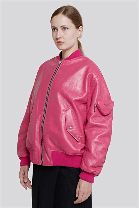 prada tan leather jacket|pink prada bomber jacket.